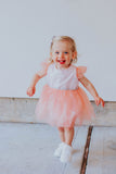 peach first birthday outfit