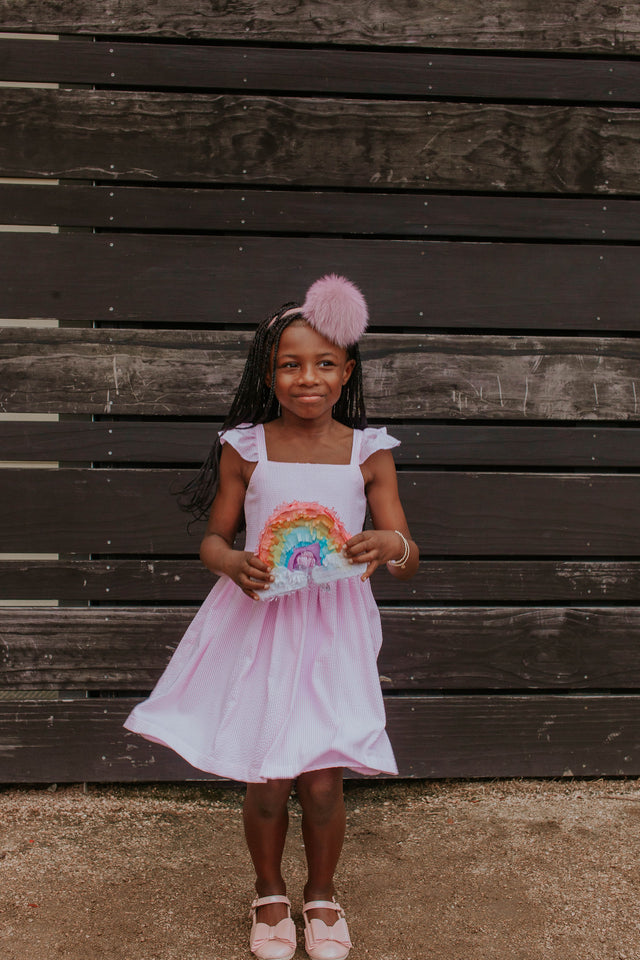 Little Girl's Pink Seersucker Dress