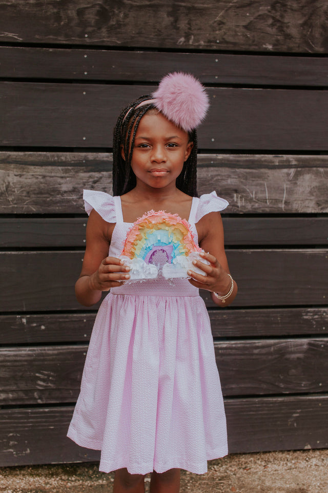Little Girl's Pink Seersucker Dress