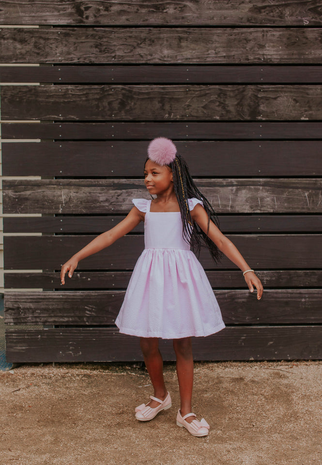 Little Girl's Pink Seersucker Dress
