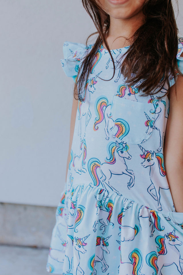 girls rainbow unicorn dress