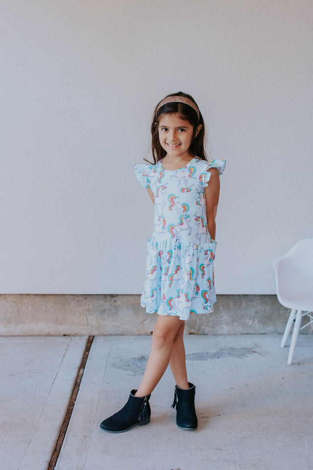 rainbow unicorn jersey dress