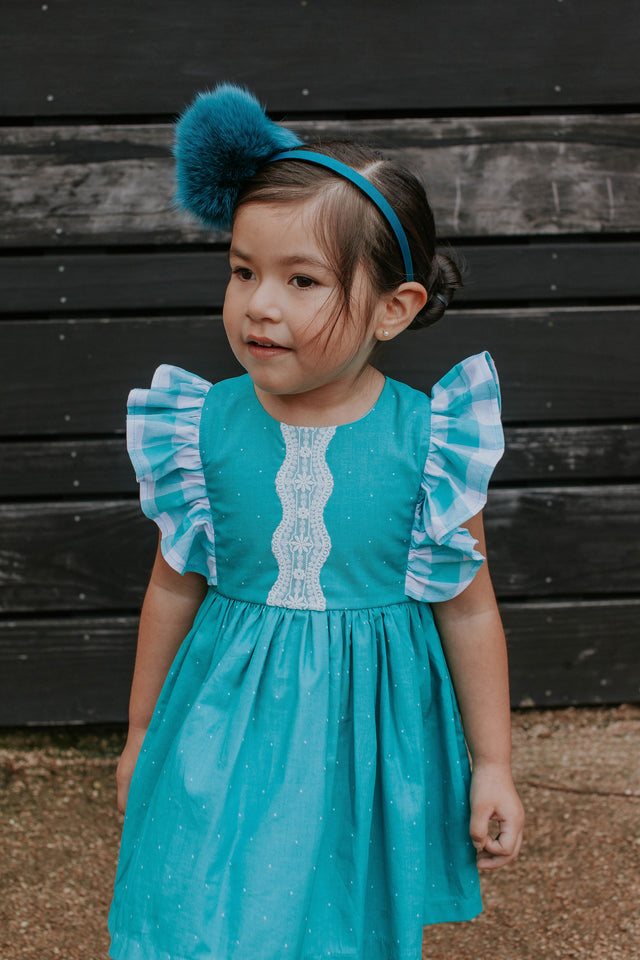 little girls turquoise easter dress