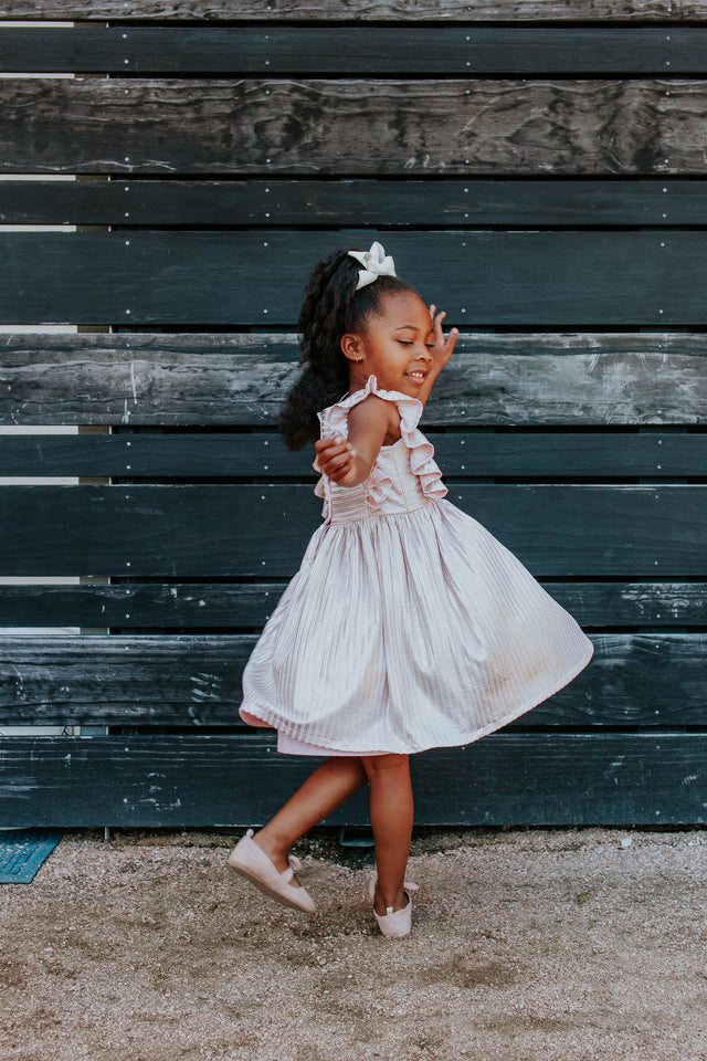 Little Girl's Pink Metallic Special Occasion Dress