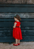 little girls red lace christmas dress