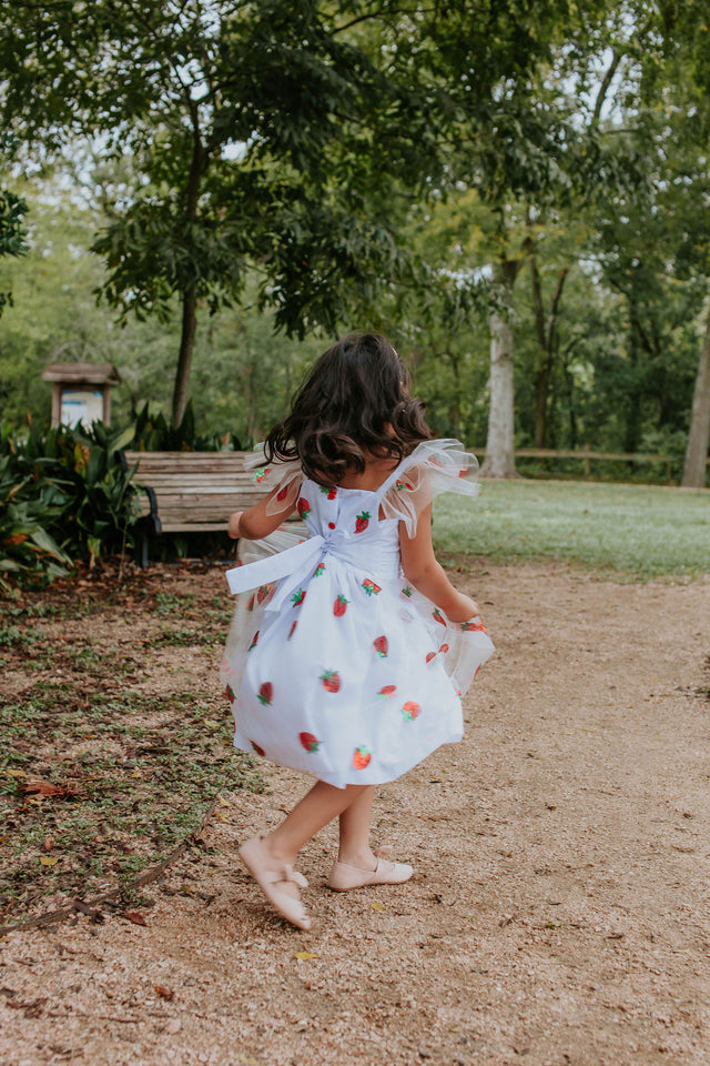red glittery strawberry dress