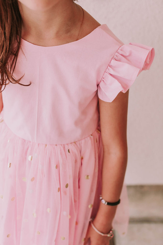 girls pink and gold ballet inspired twirl tutu dress