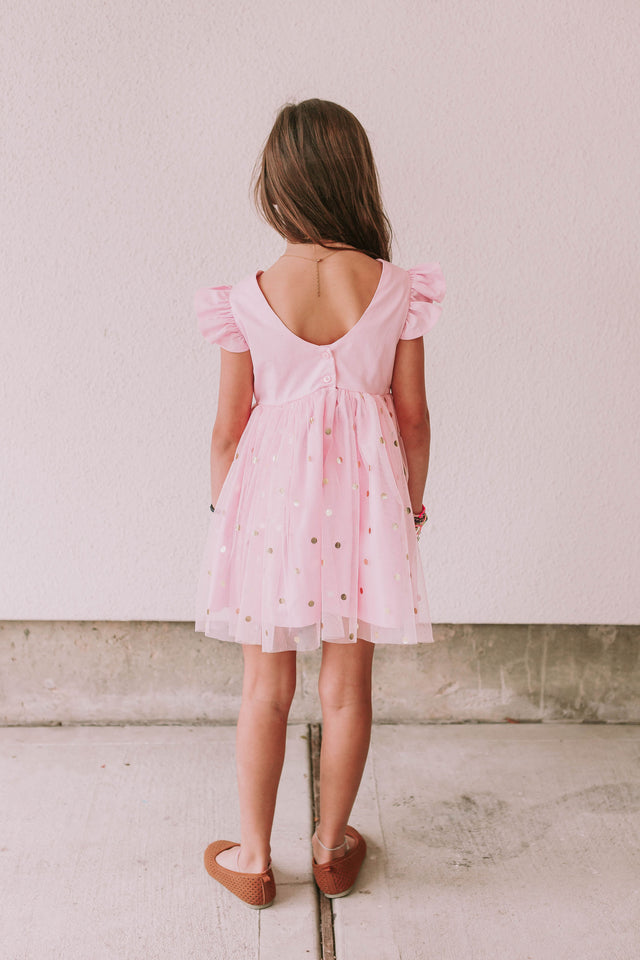 girls pink and gold ballet inspired tutu dress