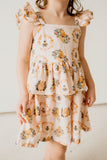 Girl's Bee Print Peplum Twirl Dress