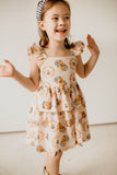 Girl's Bee Print Peplum Twirl Dress