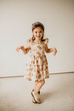 Girl's Bee Print Peplum Twirl Dress