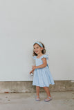 Girl's Light Blue Seersucker Flutter Sleeve Dress