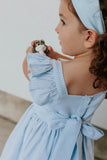 Girl's Light Blue Seersucker Flutter Sleeve Dress