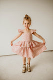 little girls pink and white floral Spring Easter dress