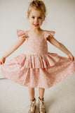 little girls pink and white floral Spring Easter dress
