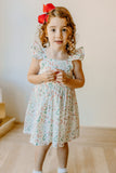little girls ditsy candy cane print christmas dress