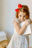 little girls ditsy candy cane print christmas dress