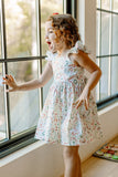 little girls ditsy candy cane print christmas dress