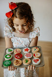 little girls ditsy candy cane print christmas dress