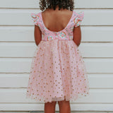 Little Girl's Pink Donut Print Scoop Back Tulle Twirl Dress