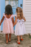 Little Girl's Pink Donut Print Scoop Back Tulle Twirl Dress