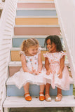 Little Girl's Pink Donut Print Scoop Back Tulle Twirl Dress