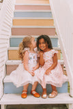 Little Girl's Pink Donut Print Scoop Back Tulle Twirl Dress