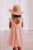 Little Girl's Pink Donut Print Scoop Back Tulle Twirl Dress