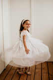 Little Girl's Gold Star Tiered Flower Girl Dress
