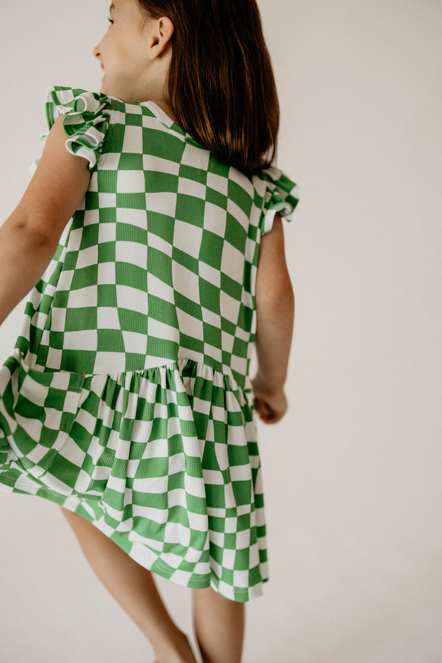 kids flutter sleeve cotton jersey dress