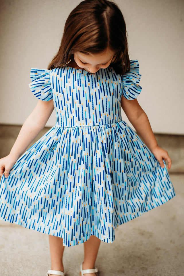 little girls candle print hanukkah dress