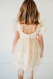 Little Girl's Ivory Tulle Sparkly Scoop Back Twirl Dress