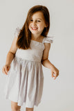 little girls lavender floral flutter sleeve party dress