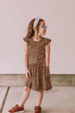 Little Girl's Leopard Print Three-Pocket Jersey Knit Dress