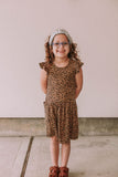 Little Girl's Leopard Print Three-Pocket Jersey Knit Dress