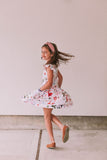 Little Girl's Multicolor Watercolor Floral Print Three-Pocket Jersey Knit Dress