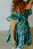 little girls muted hygge tree christmas dress