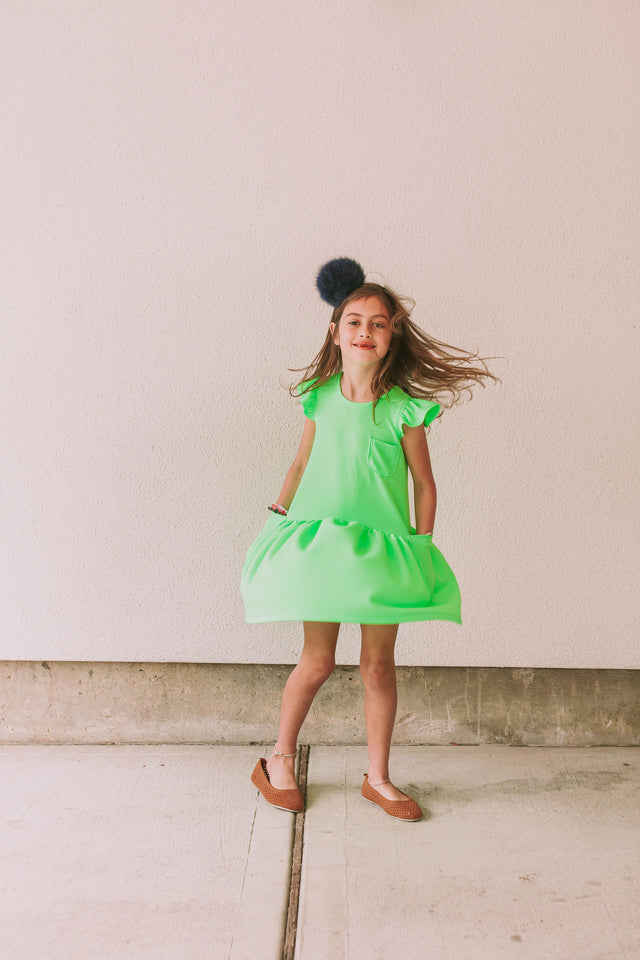 lime neon green tween dress