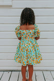 little girls orange print dress