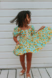 little girls orange print little cutie twirl dress