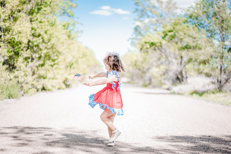 girls red white and blue dress