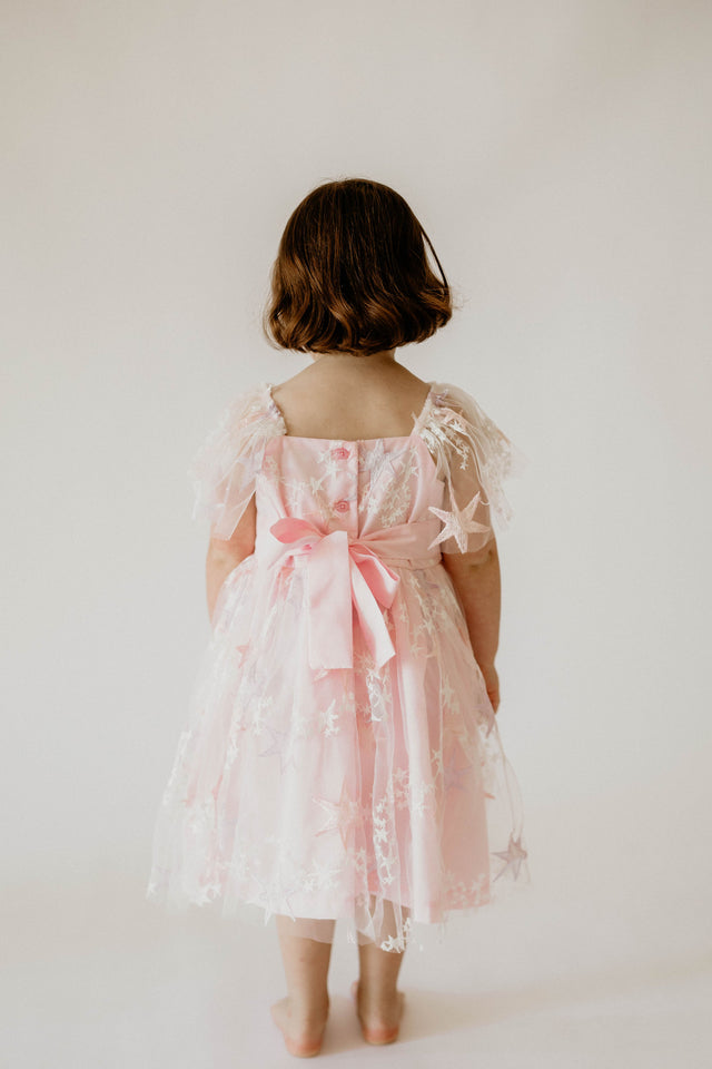 pink and purple moon and star party dress