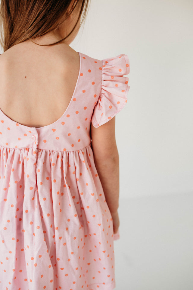 Little Girl's Pink Hearts Valentines Day Scoop Back Tulle Twirl Dress