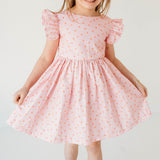Little Girl's Pink Hearts Valentines Day Scoop Back Tulle Twirl Dress