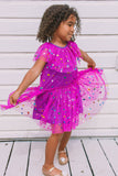 little girls purple confetti tulle twirl dress