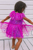 Girl's Purple Confetti Tulle Polka Dot Party Dress
