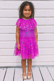 Girl's Purple Confetti Tulle Polka Dot Party Dress