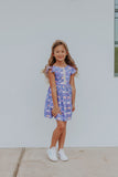 Little Girl's Purple Dinosaur Scoop Back Tulle Twirl Dress