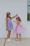 Little Girl's Purple Dinosaur Scoop Back Tulle Twirl Dress