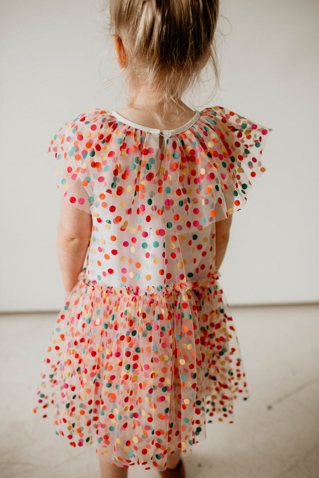 rainbow confetti birthday party dress